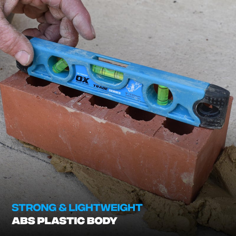 OX Tools Pro 9 inch Magnetic Torpedo Level - Adjustable 3-Vial Aluminum Level with V-Groove Base - PVC Shock Absorbing End Caps with Angle Finder Vial Hand Tools - OX-T026323 - Image 3